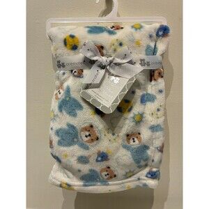 NWT Cribmates 30" x 40" Soft Plush Baby Blanket - Blue Astronaut Teddy Bears